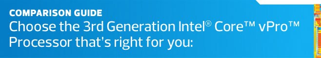 Choose the 3rd Generation Intel Core vPro processor that's right for you: