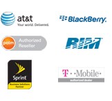 AT&T, BlackBerry, Palm, Sprint, and T-Mobile.
